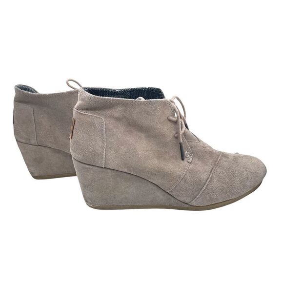Beige Toms Wedge Booties Size 9.5 - Picture 1 of 6